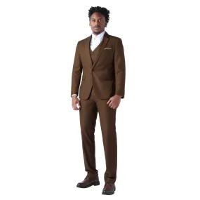 3-Piece One Button Formal Suit Dark Coffee Suit