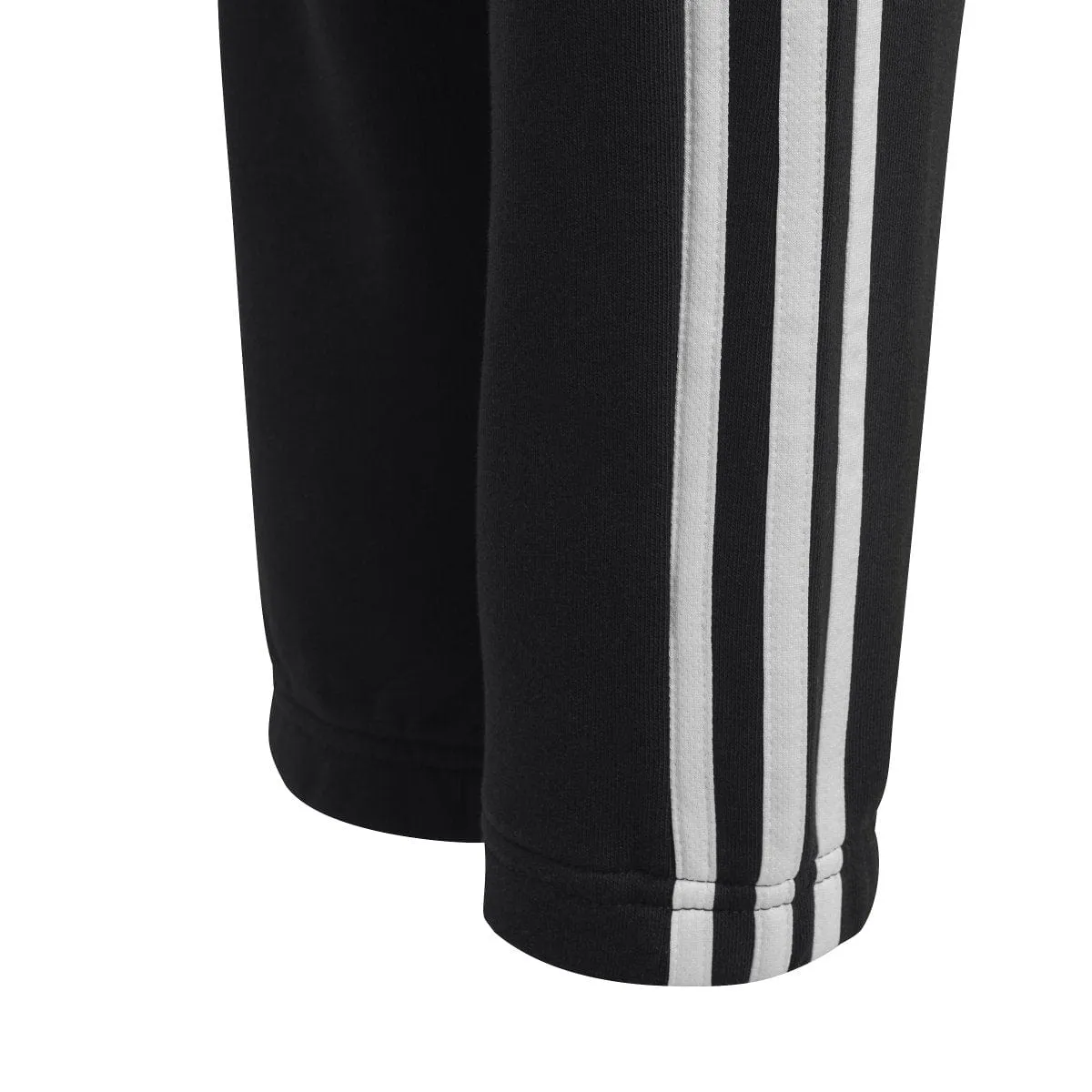 ADIDAS JUNIOR ESSENTIALS 3-STRIPES FLEECE BLACK TRACKPANTS