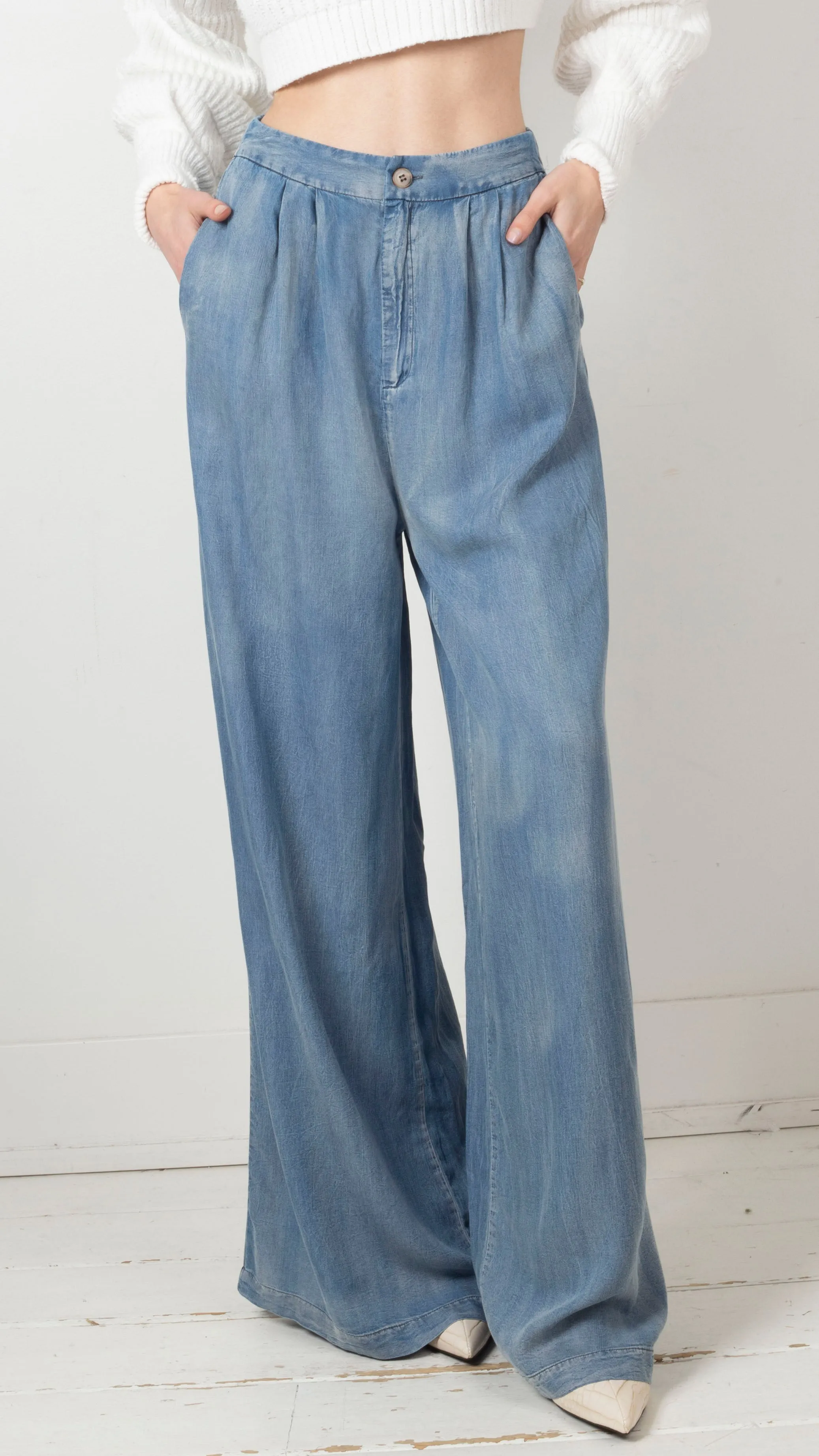 Ariel Soft Wide Leg Pant - Denim