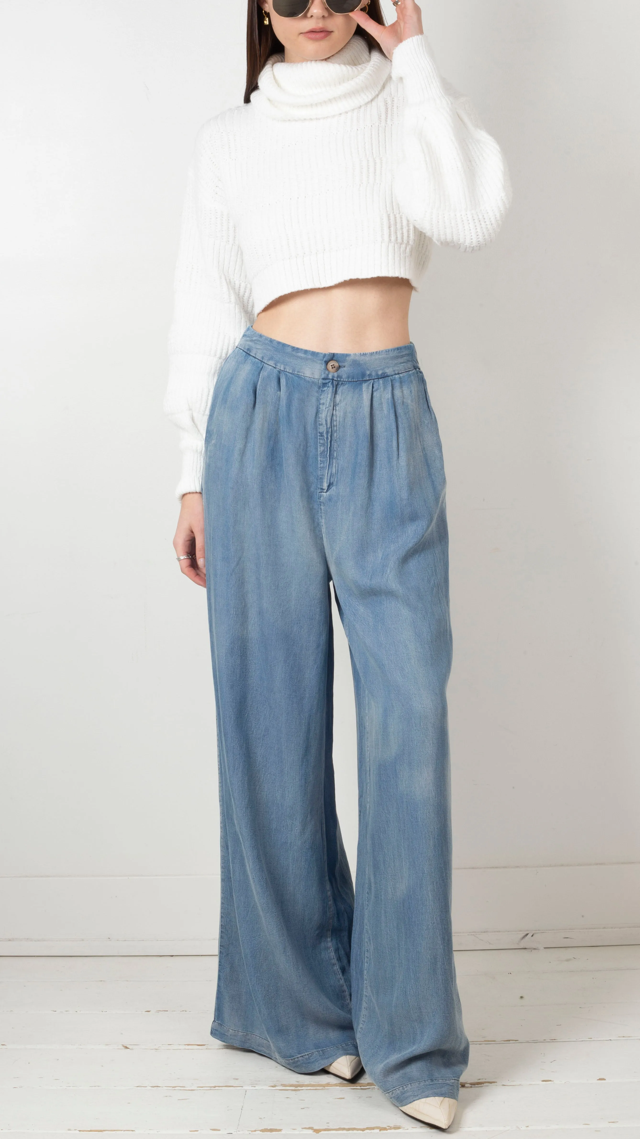 Ariel Soft Wide Leg Pant - Denim