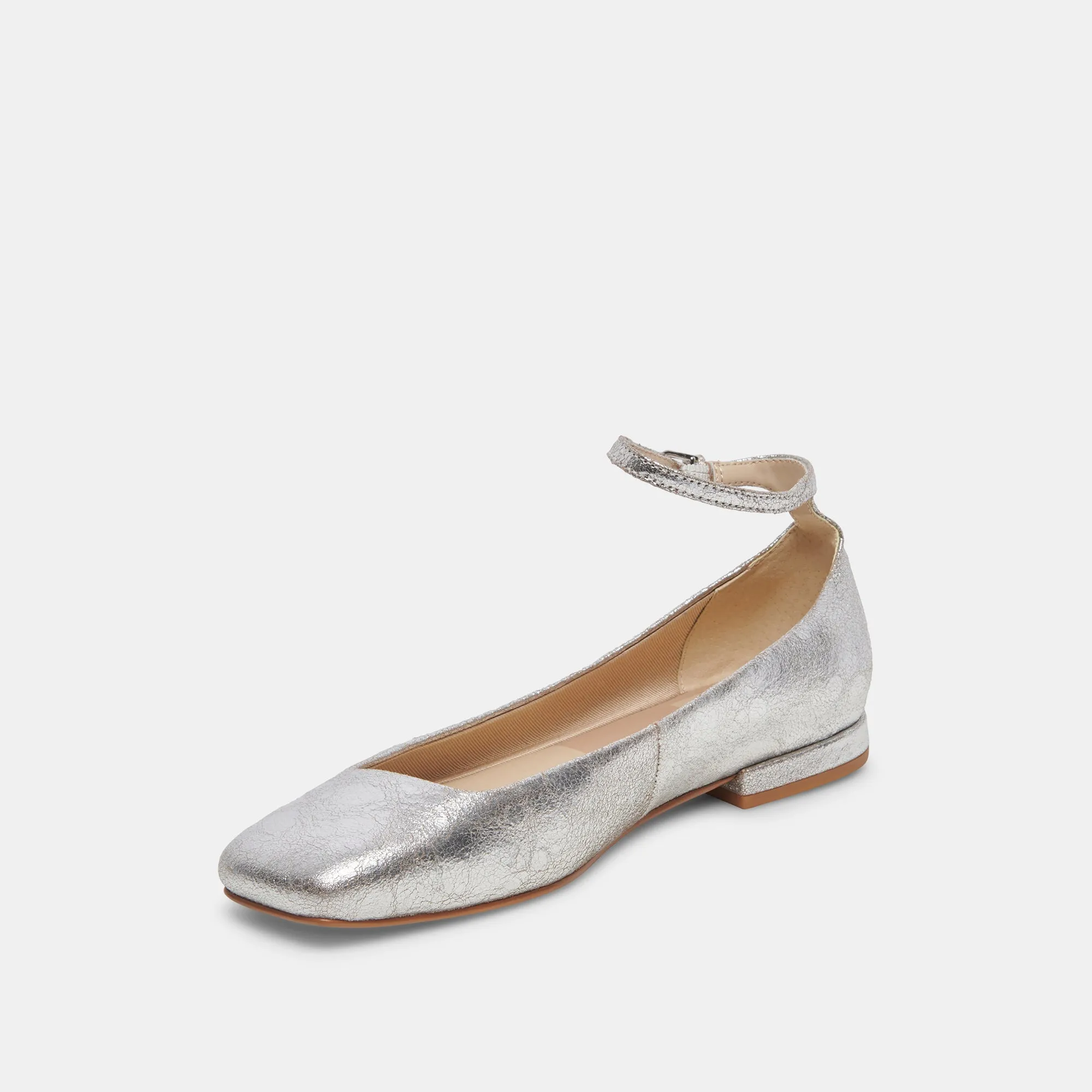 ASHYA BALLET FLATS SILVER DISTRESSED LEATHER