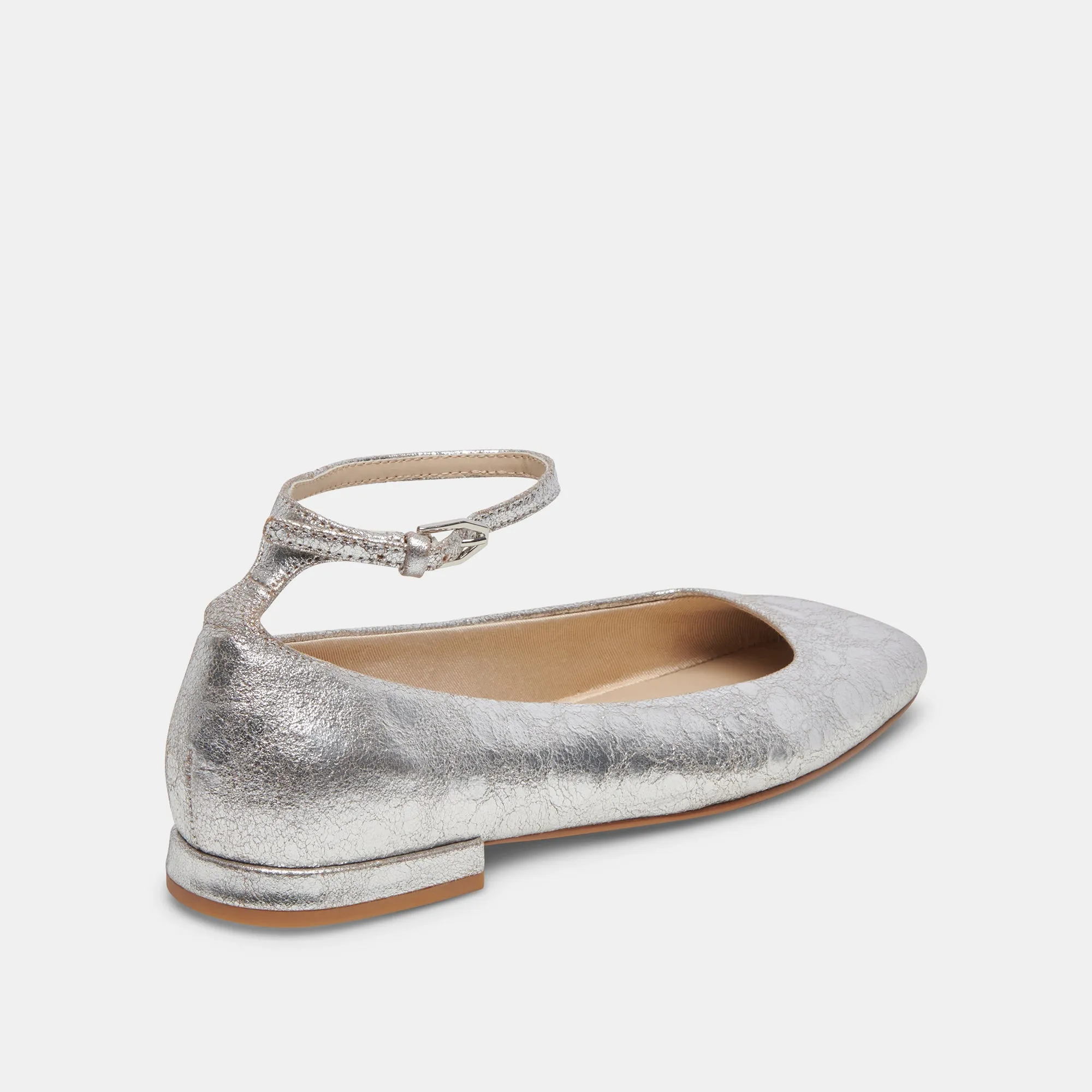 ASHYA BALLET FLATS SILVER DISTRESSED LEATHER