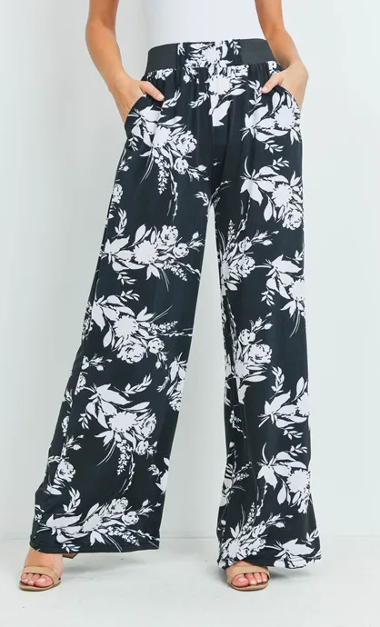 Black & White Floral Beach Pant