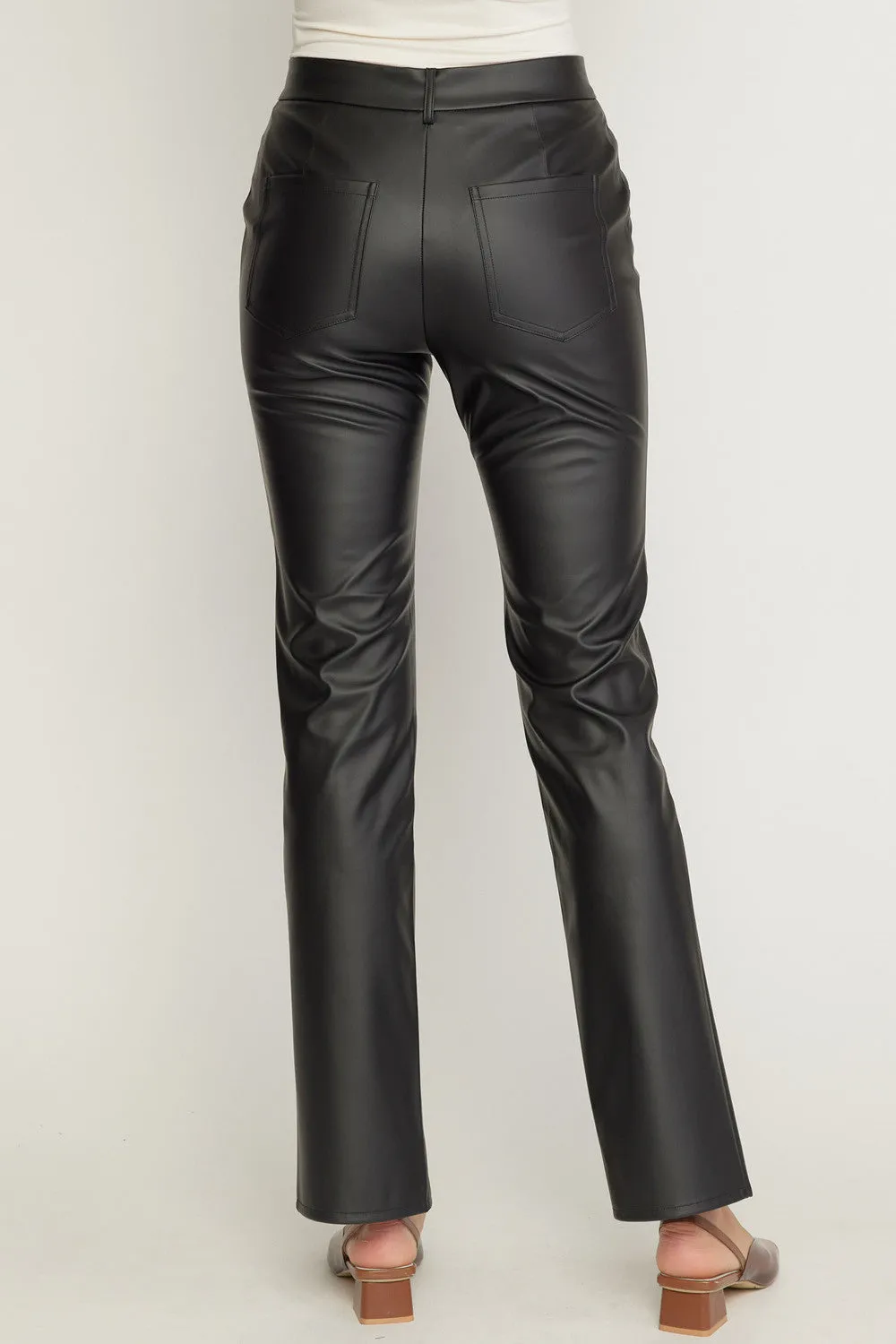 BLACK FAUX LEATHER PANTS