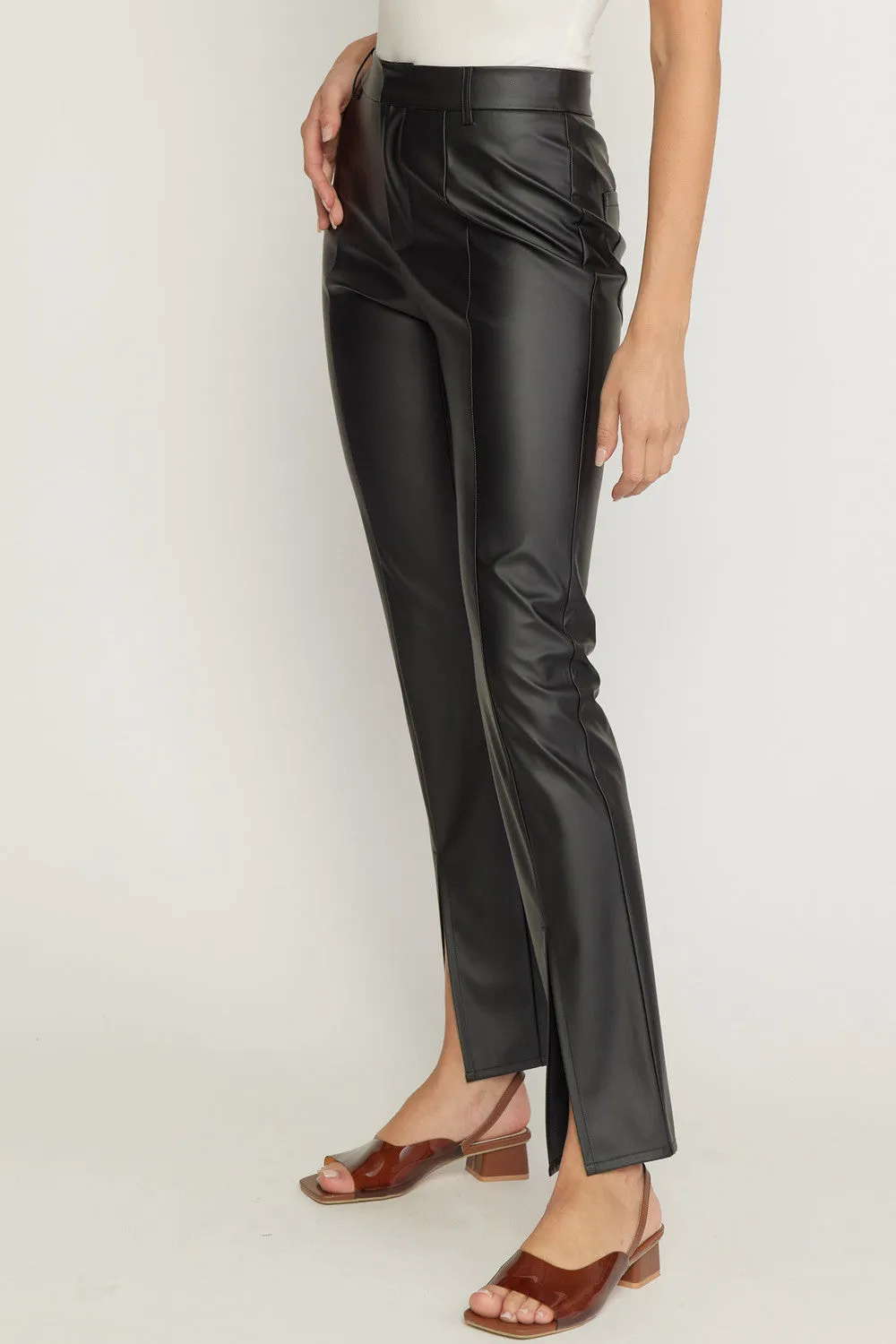 BLACK FAUX LEATHER PANTS