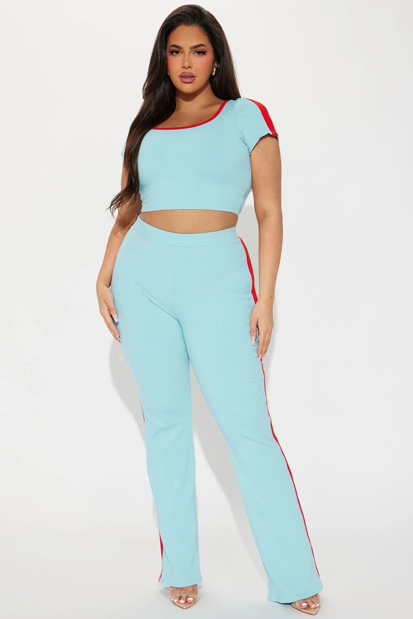 Callie Snatched Pant Set - Turquoise/combo