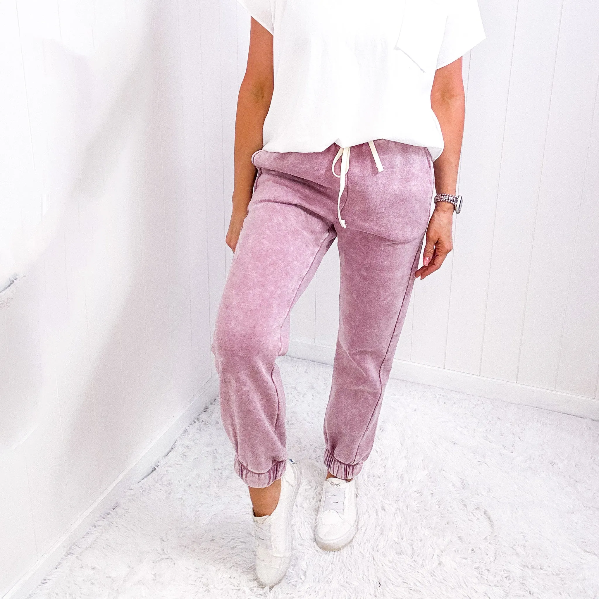 Chill Vibes Washed Fleece Joggers in 4 colors