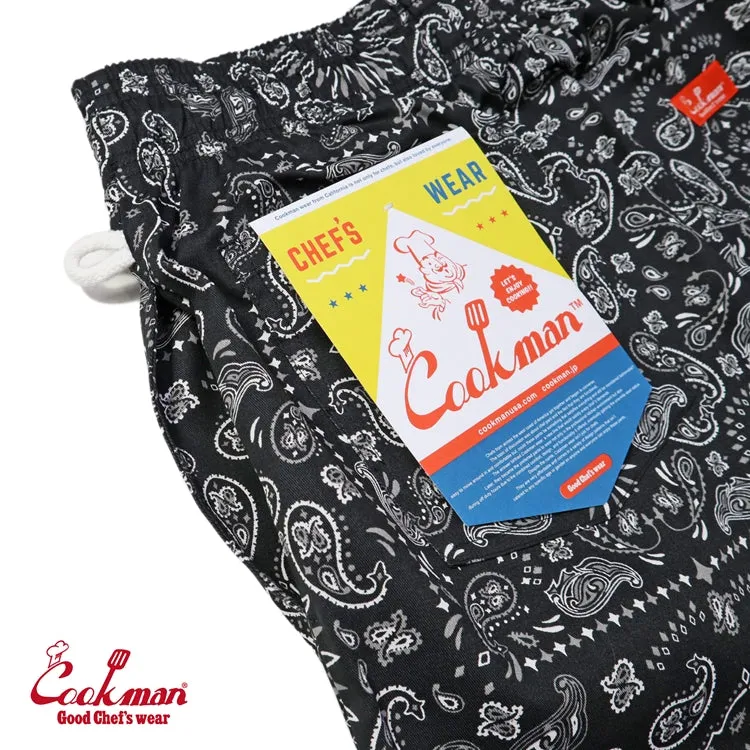 Cookman Chef Short Pants Front Pocket - Paisley : Black