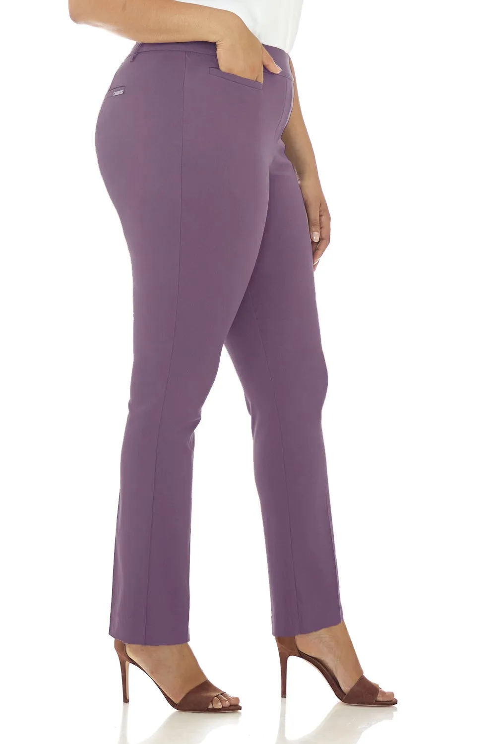 Curvy Pull-on Tummy Control Pants with Real Pockets