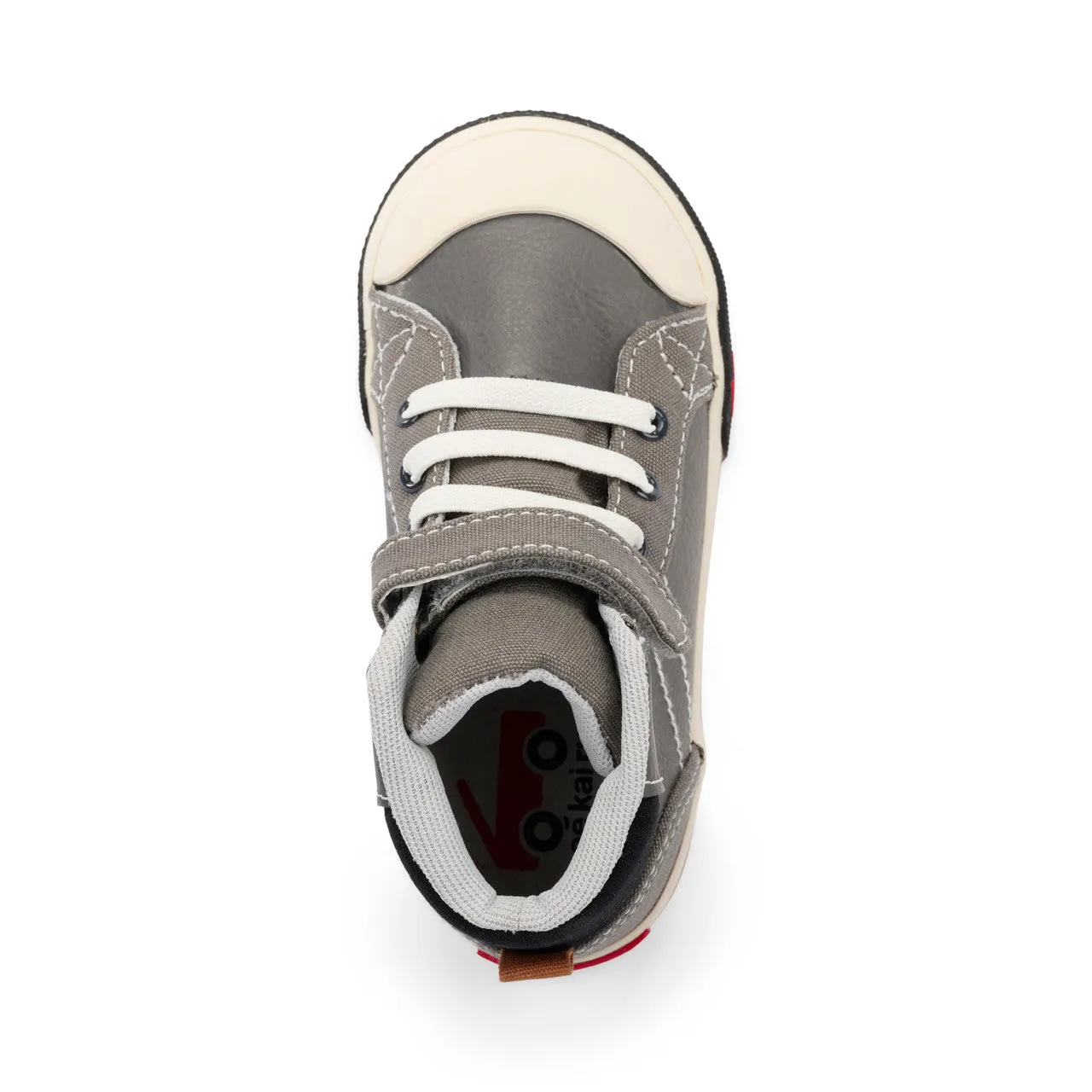 Dane Kid's High-Top Leather Sneaker - Gray