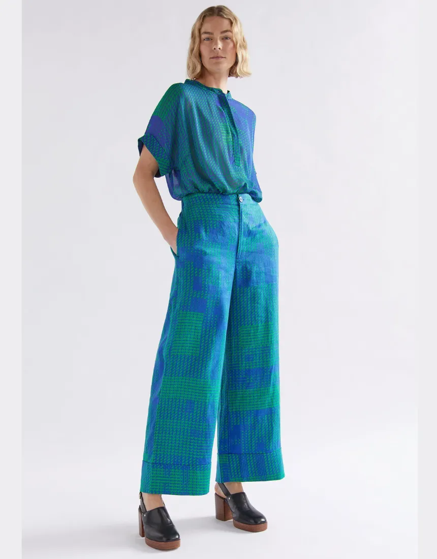 Elk - Pira Linen Pant Teal Cross Stitch