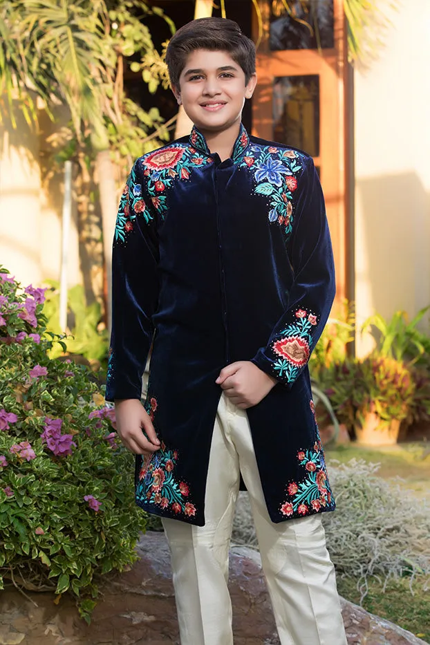 Embroidered Velvet Sherwani Suit | WC1718 | B513