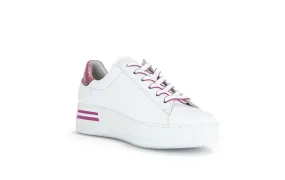 Gabor White Pink Leather Trainer