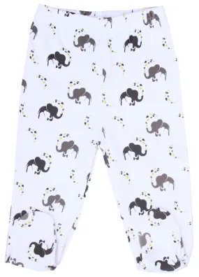 GOTS Certified Organic Cotton Clothing  Footed Baby Pants (Elephant)