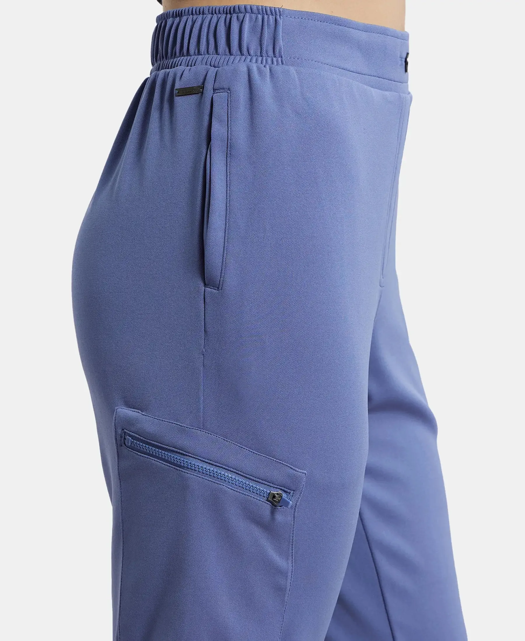 Microfiber Fabric Regular Fit Solid Travel Pants - Topaz Blue