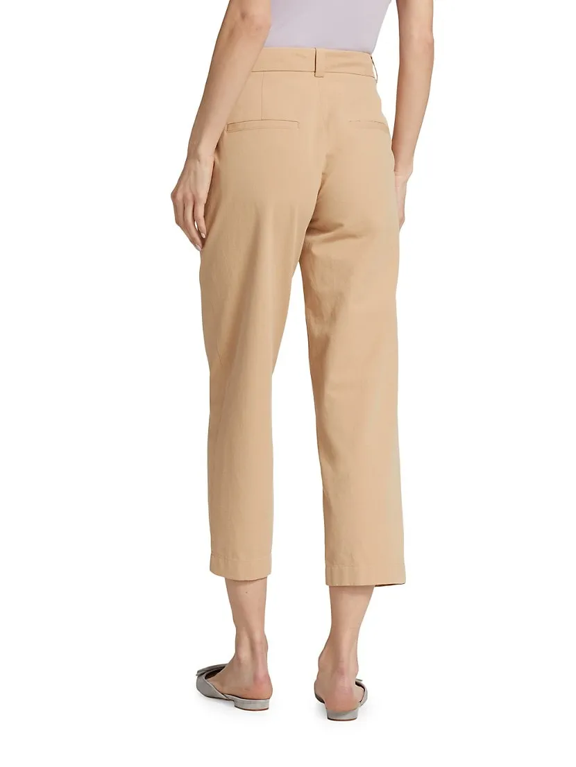 Mid Rise Washed Cotton Crop Pant