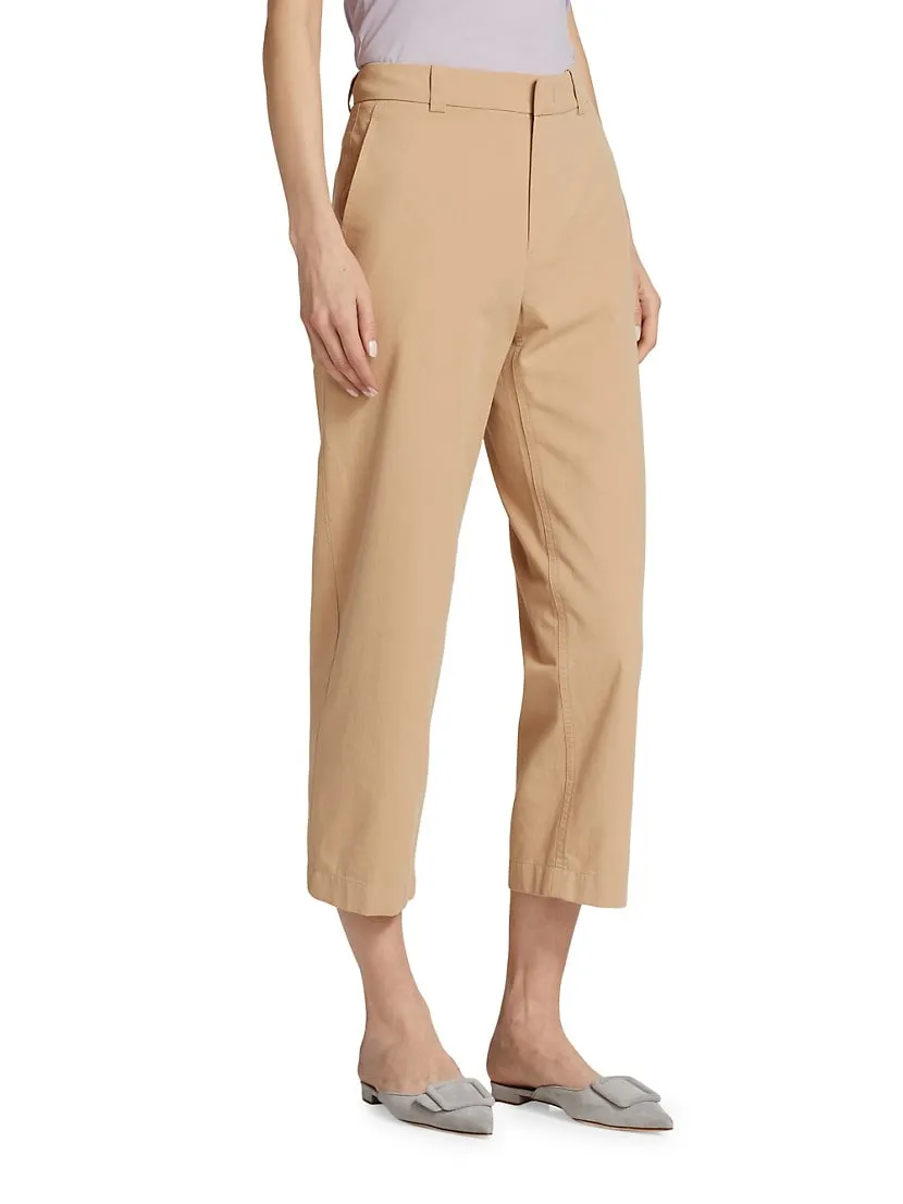 Mid Rise Washed Cotton Crop Pant