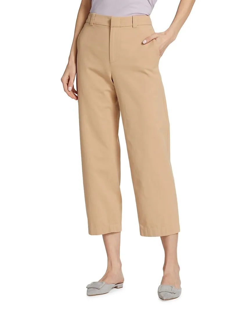 Mid Rise Washed Cotton Crop Pant