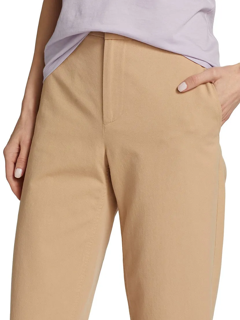 Mid Rise Washed Cotton Crop Pant