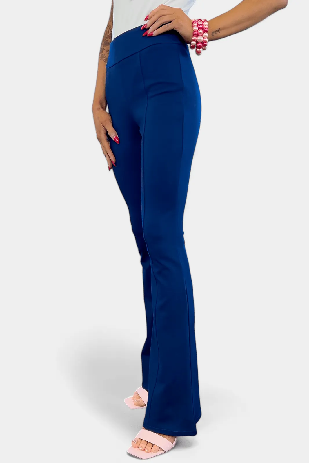 Navy High Waisted Flare Pants [NO RETURNS]