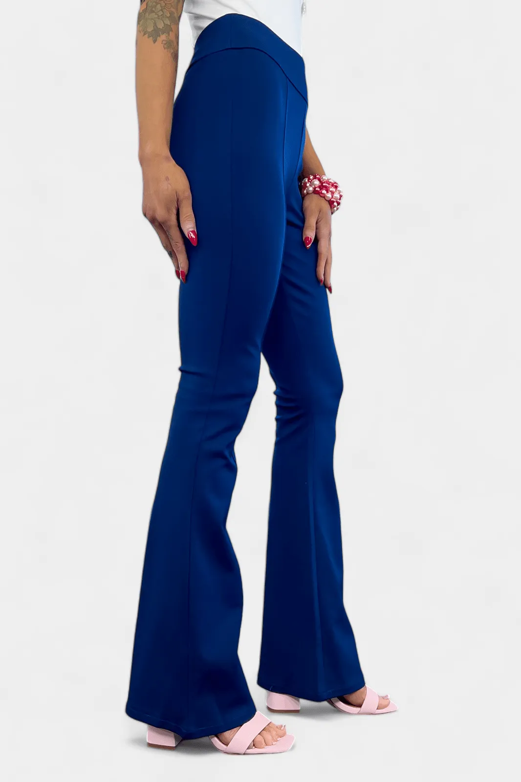 Navy High Waisted Flare Pants [NO RETURNS]