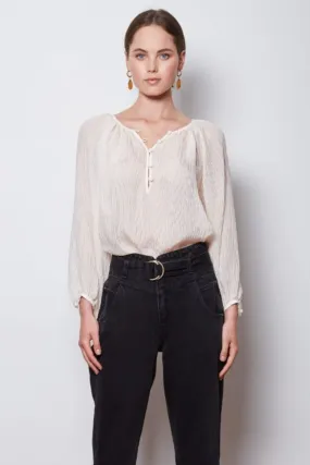 Optimum Button Floaty Natural Blouse