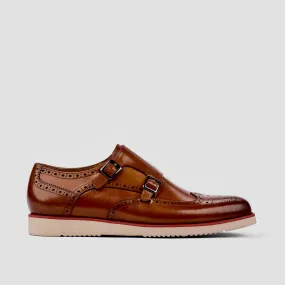 Palmers Premium Cognac Leather Monk Strap Casual Sneakers