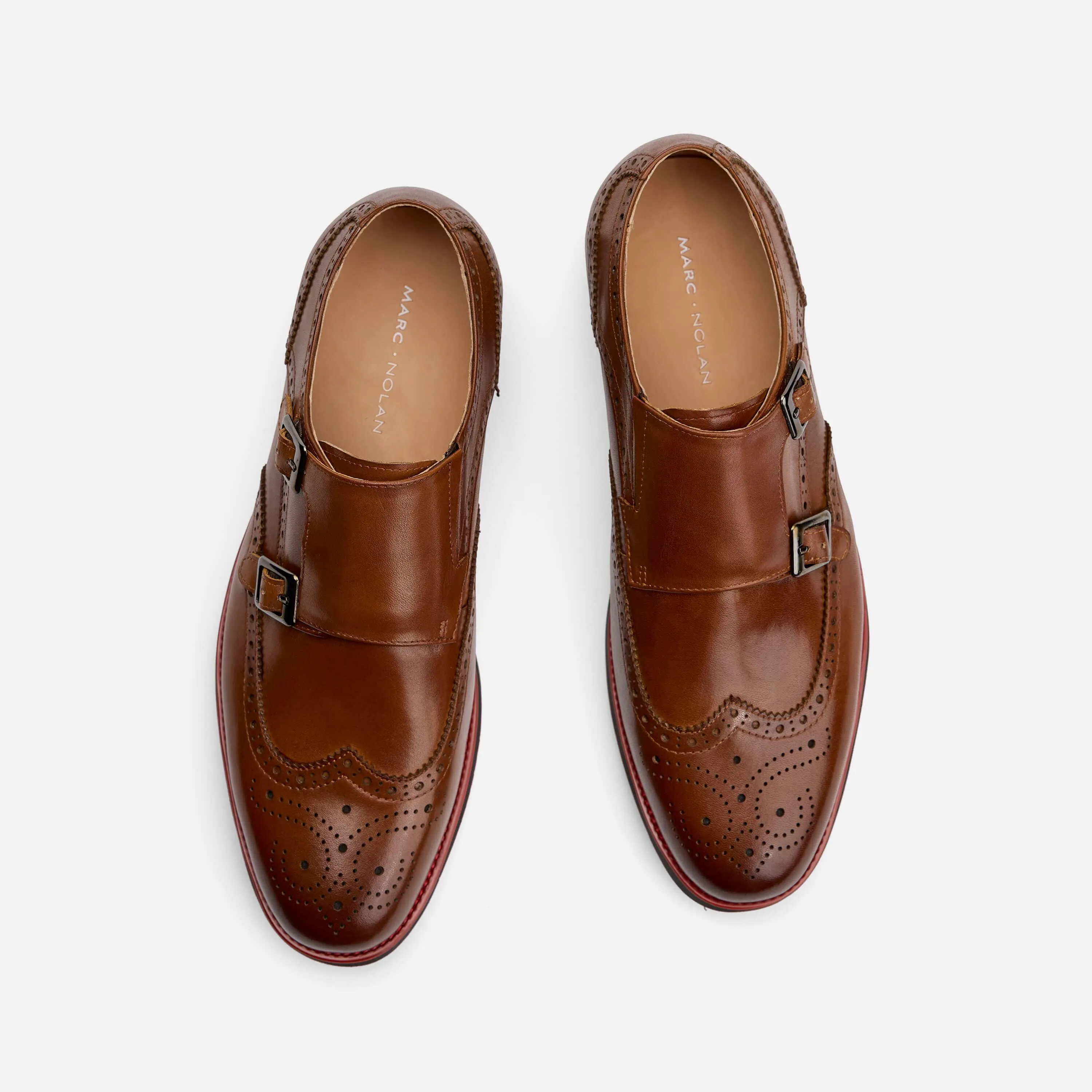 Palmer Mens Cognac Brown Leather Monk Strap Sneakers - Stylish and Comfortable Casual Footwear