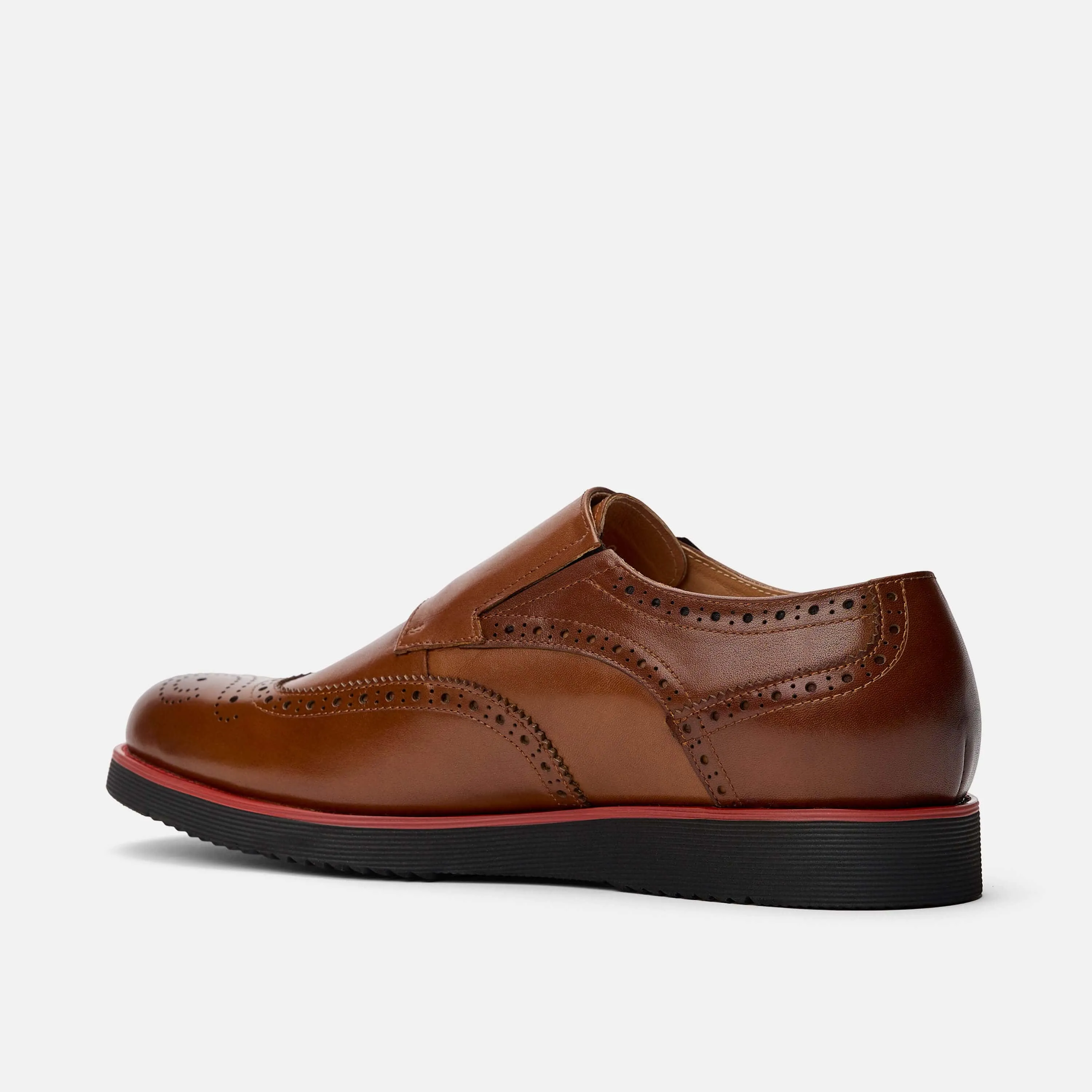 Palmer Mens Cognac Brown Leather Monk Strap Sneakers - Stylish and Comfortable Casual Footwear