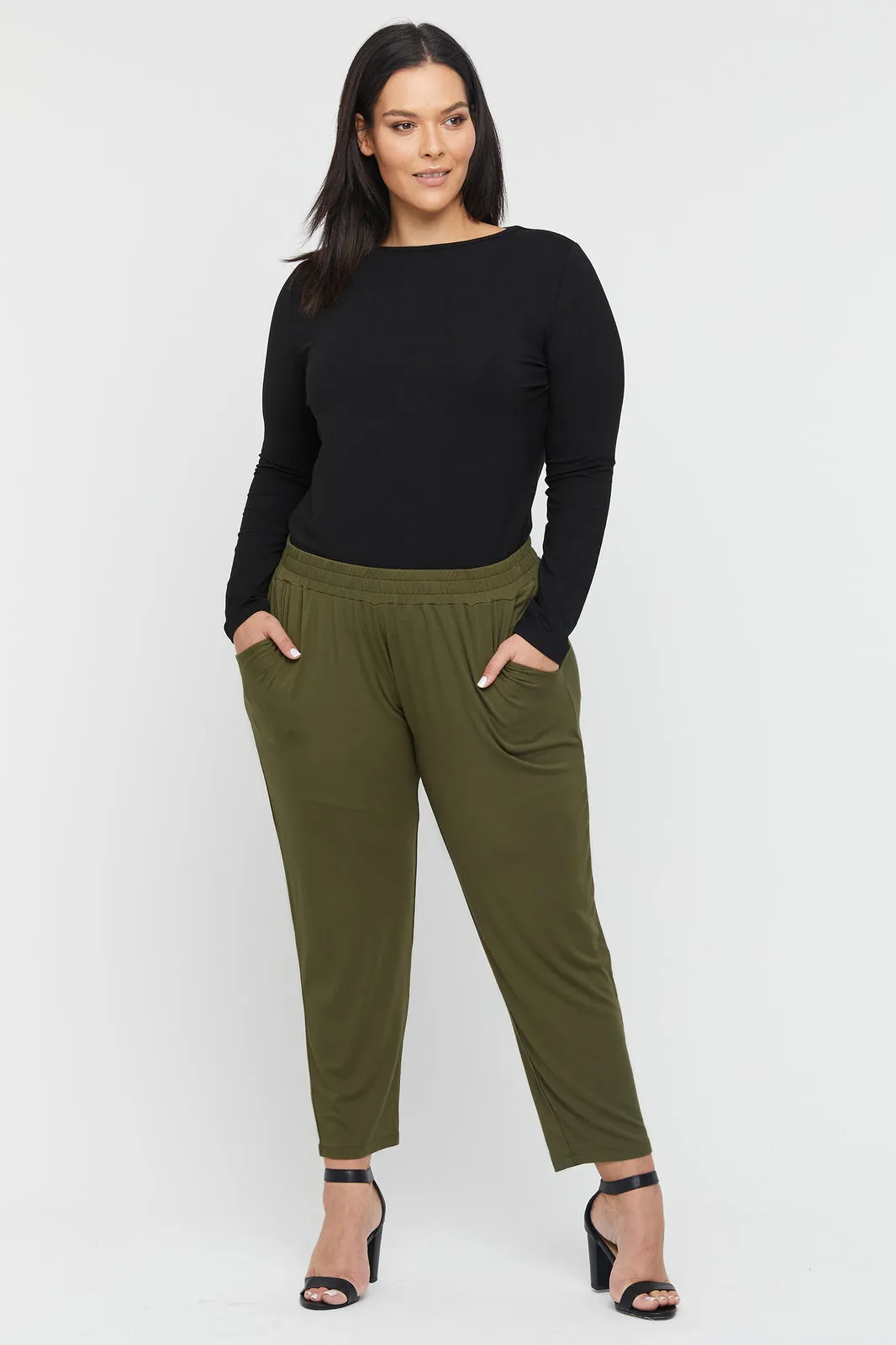 Peggy Bamboo Trouser - Dark Olive