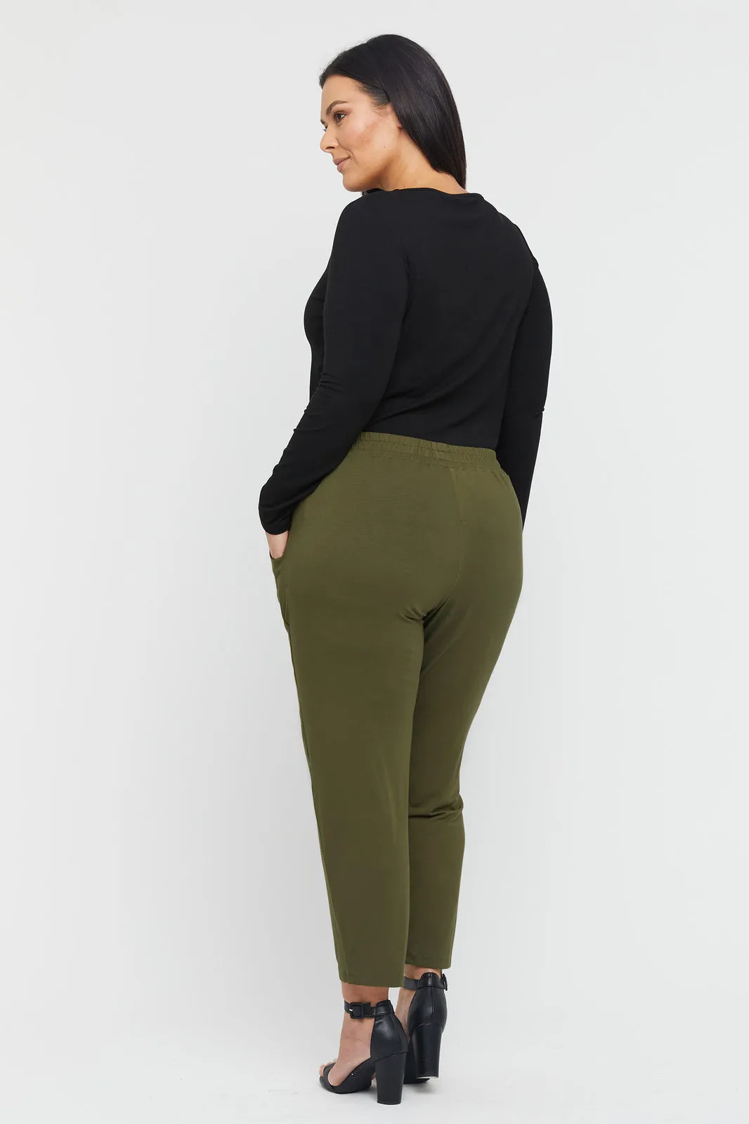 Peggy Bamboo Trouser - Dark Olive