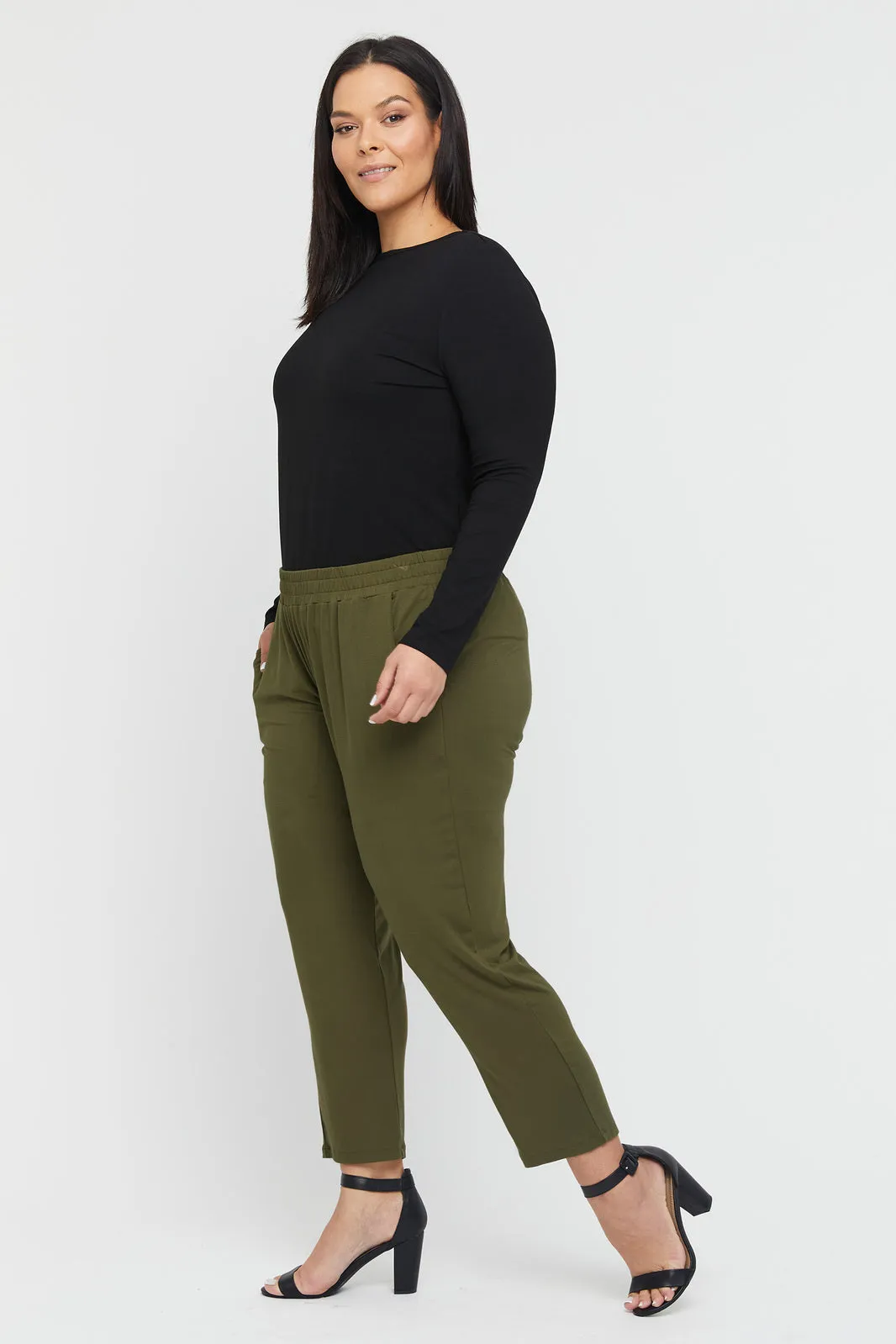 Peggy Bamboo Trouser - Dark Olive