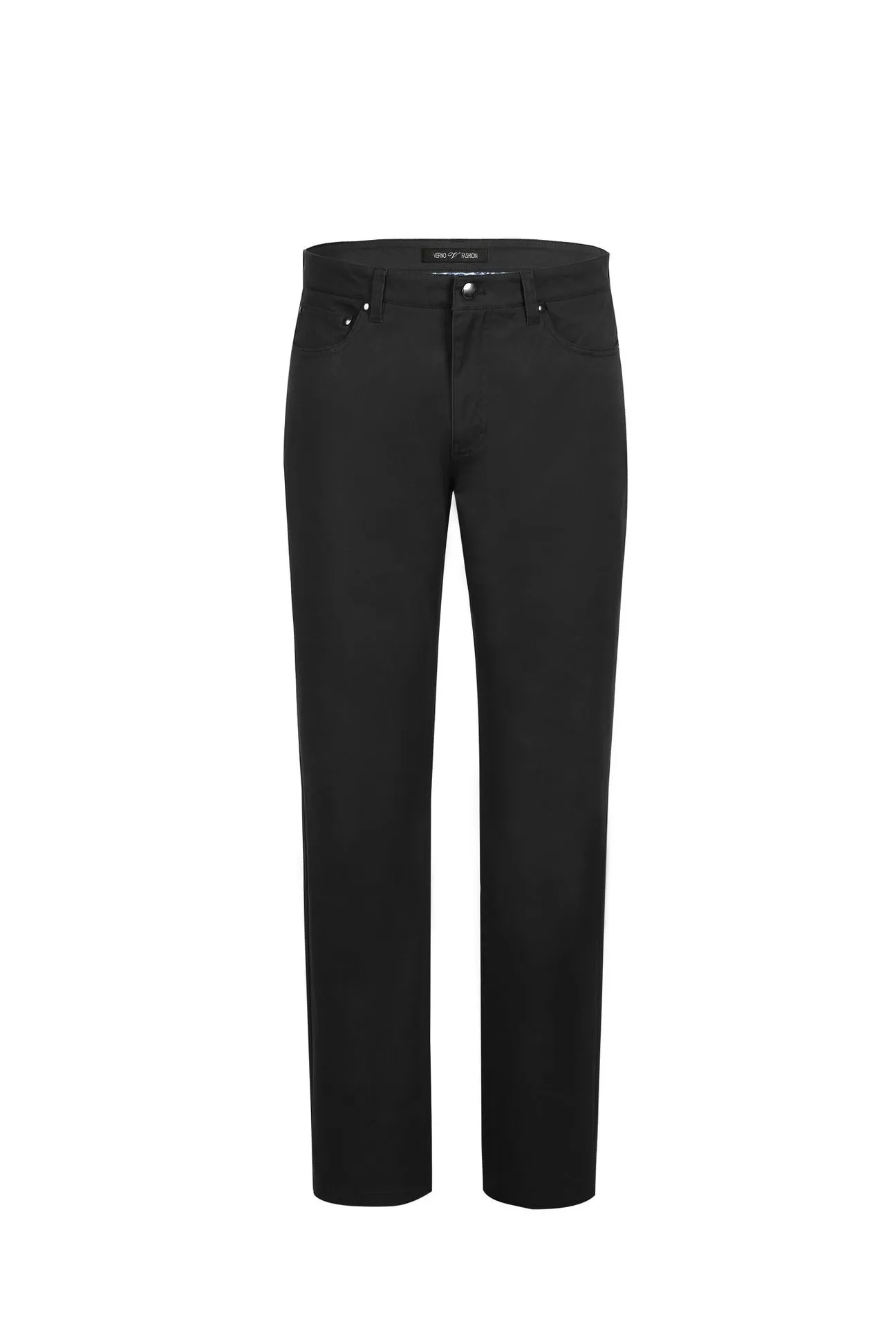 Pellagio Black 5-Pocket Cotton Stretch Washed Flat Front Chino Pants PF20-24