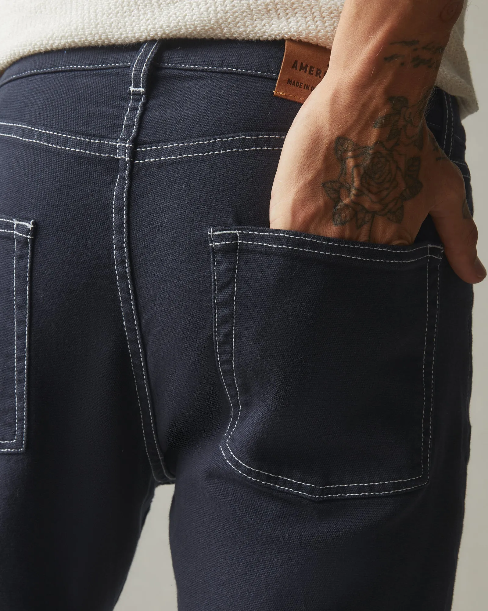 Roughneck Pant Straight Contrast Stitch - Dark Navy