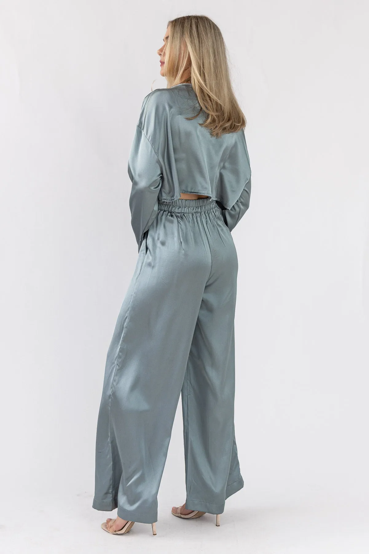 Satin Soiree Crop Top & Pant Set - Final Sale