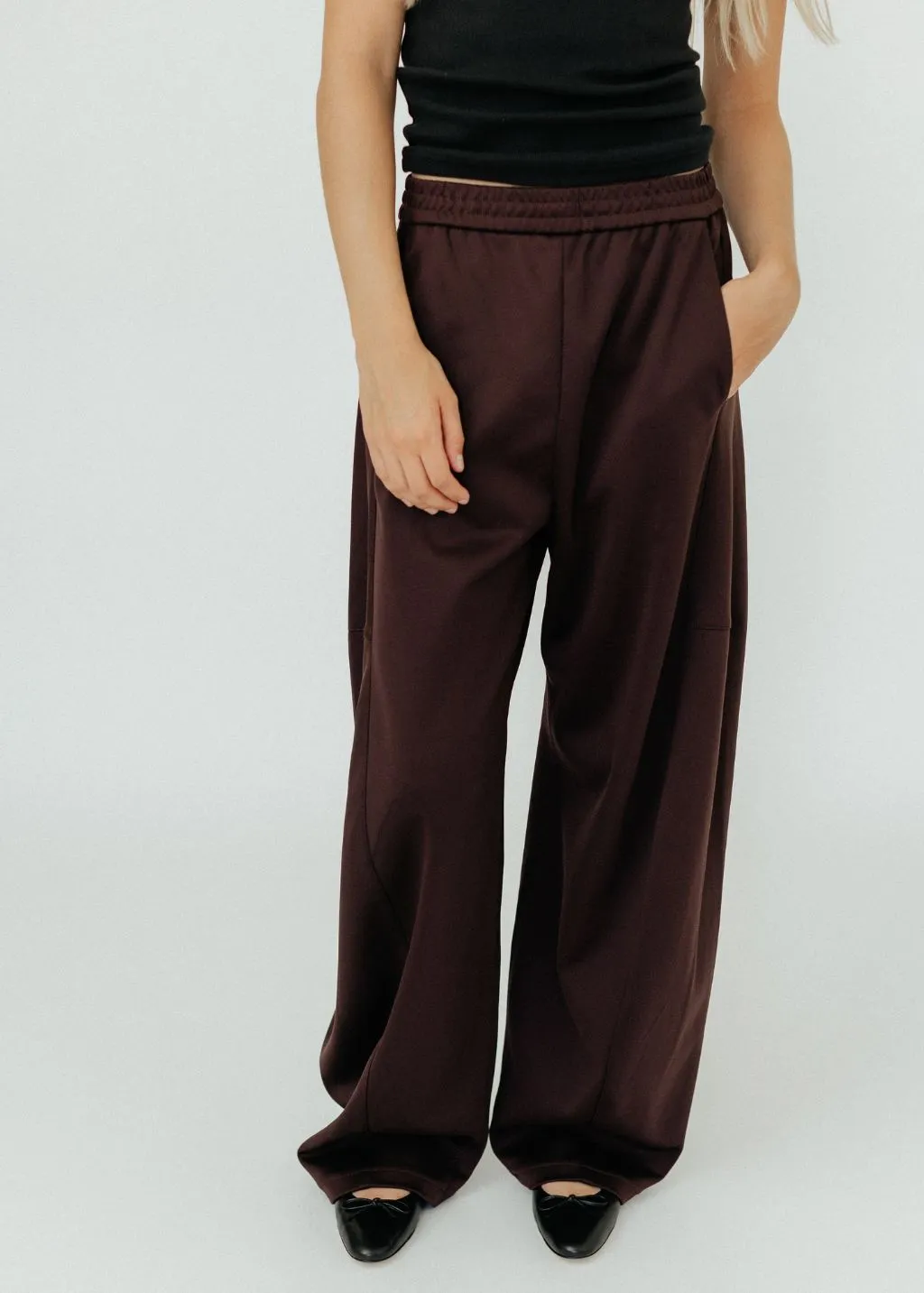 Tibi Active Knit Winslow Pant in Brown